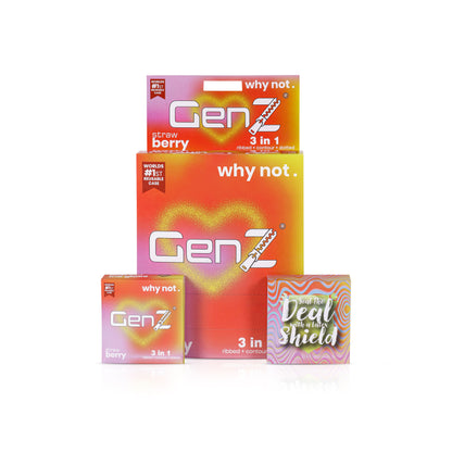 GenZ 3 in 1 Condoms - Ribbed, Contour & Dotted | With Easy Disposal Pouches | Pack of 4